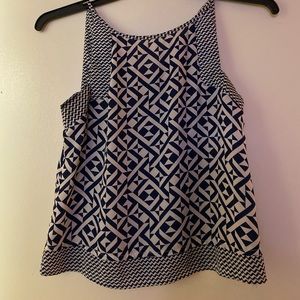 Navy blue and white blouse